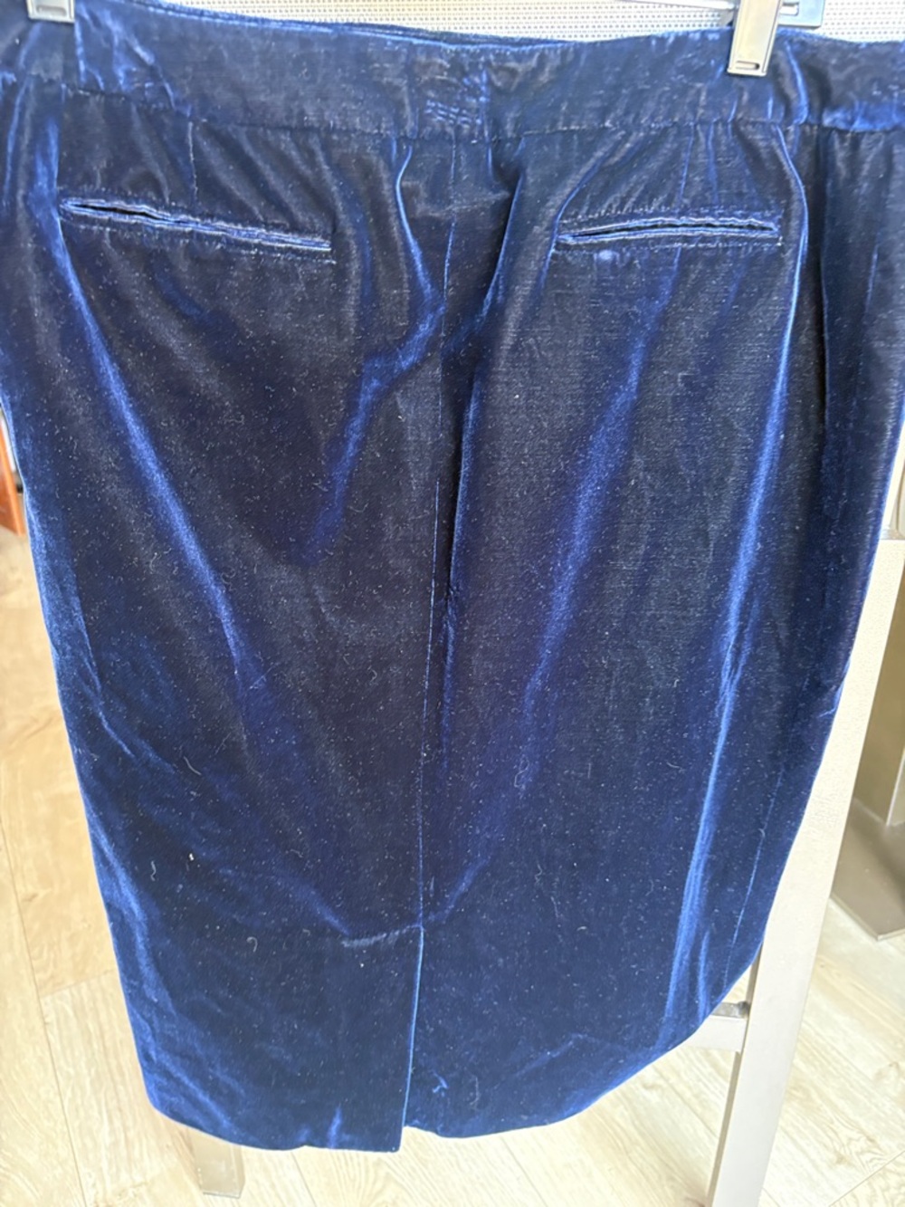 Yves Saint Laurent Navy Velvet Pencil Skirt